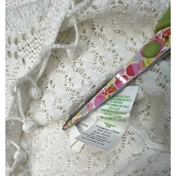 Lilly Pulitzer Women's size S Athena White Crochet Tunic Pom Pom Hem Cotton - Picture 6 of 9